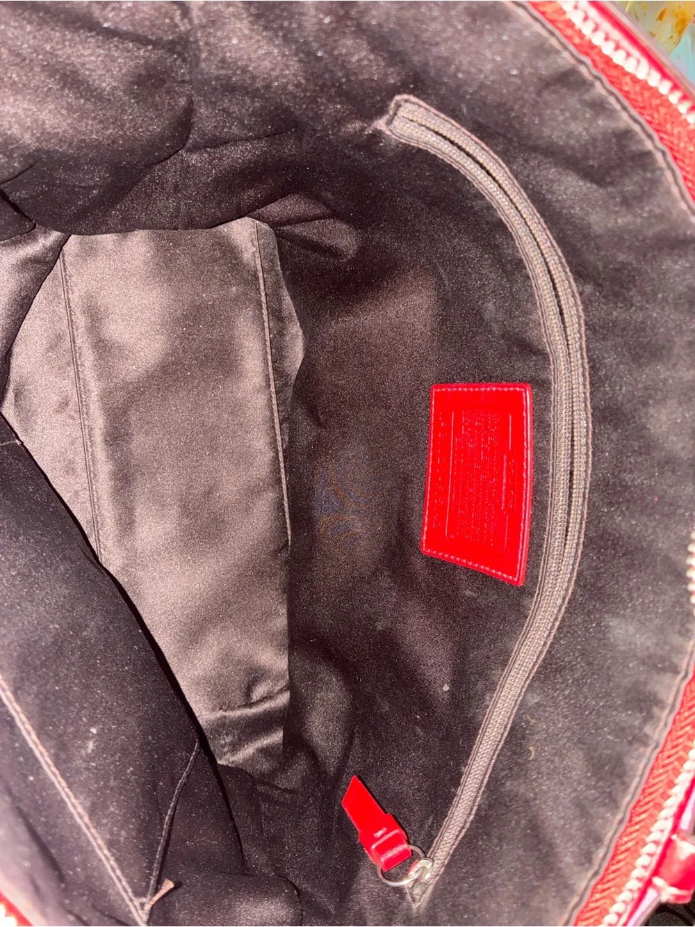 Coach Red Signature Embossed Leather Tote